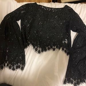 Black flare sleeve lace for love and lemons long sleeve top